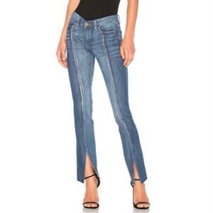 Blank NYC Women’s Jeans Two Tone Split Front Boho Raw Hem Hippie Art to Wear